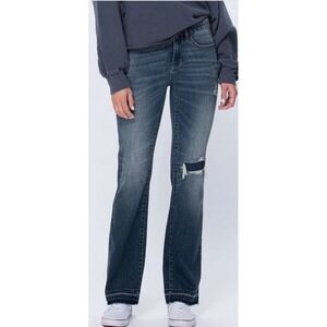 Judy Blue Womens 9 29 Bootcut Jeans Distressed Raw Hem Stretch Dark Wash JB88314